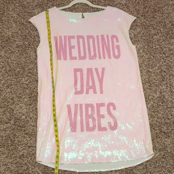 Hayley Paige Occasions pink hologram sequin Wedding Day Vibes mini t shirt dress - Picture 8 of 13